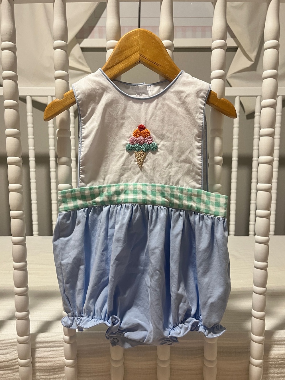 Ice Cream Embroidered Bubble Romper